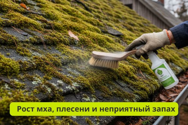 Рост мха и плесени на крыше фото