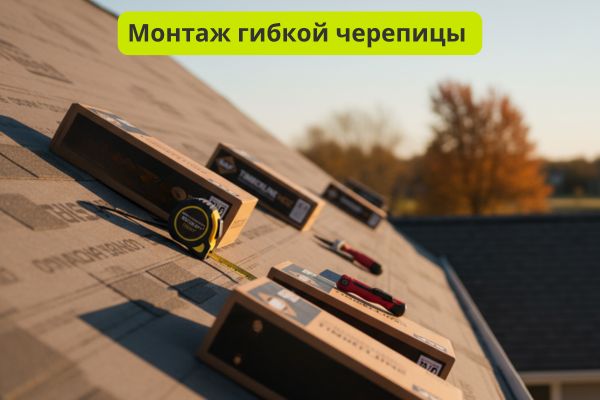 Монтаж гибкой черепицы фото