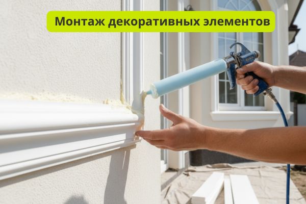Монтаж декоративных элементов с клеем-пеной фото