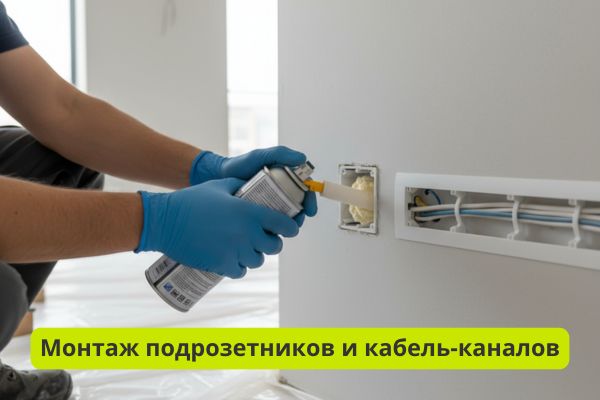 Монтаж подрозетников и кабель-каналов фото