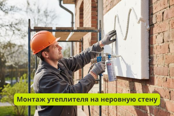 Монтаж утеплителя на кривые стены фото