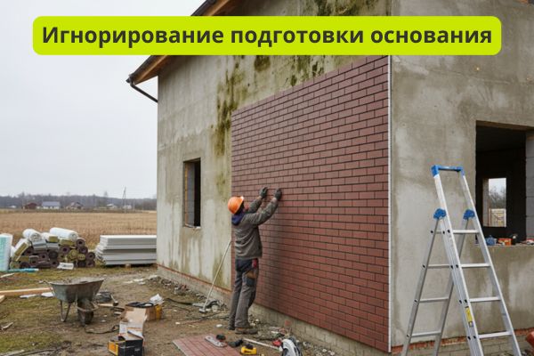 Игнорирование подготовки основание для фасадных панелей фото