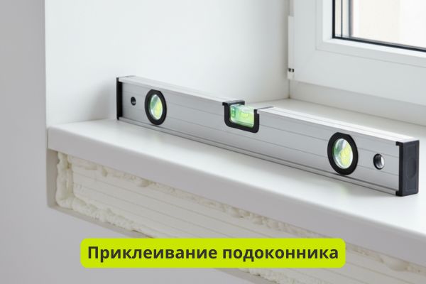 Приклеивание подоконников клей-пеной фото
