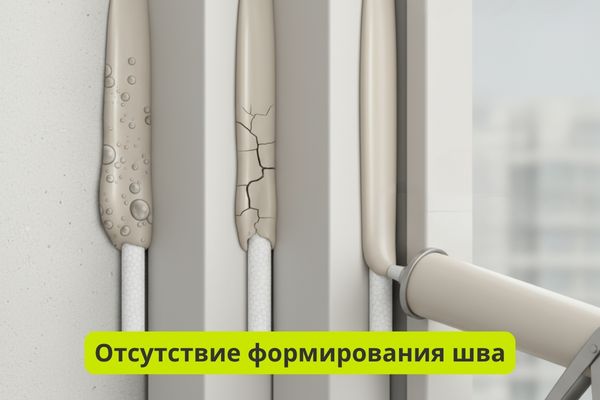 Отсутствие формирование шва герметика фото