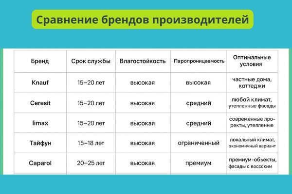 Сравнительная таблица брендов фото
